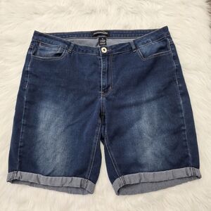 Women's Navy Denim Bermuda Shorts Morgan Walker Size 16